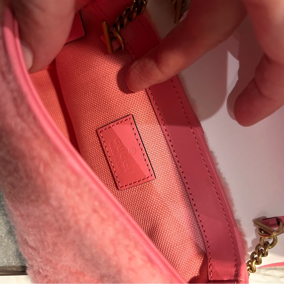 Gucci gg marmont Pink Shearling Bag new - Picture 4 of 9